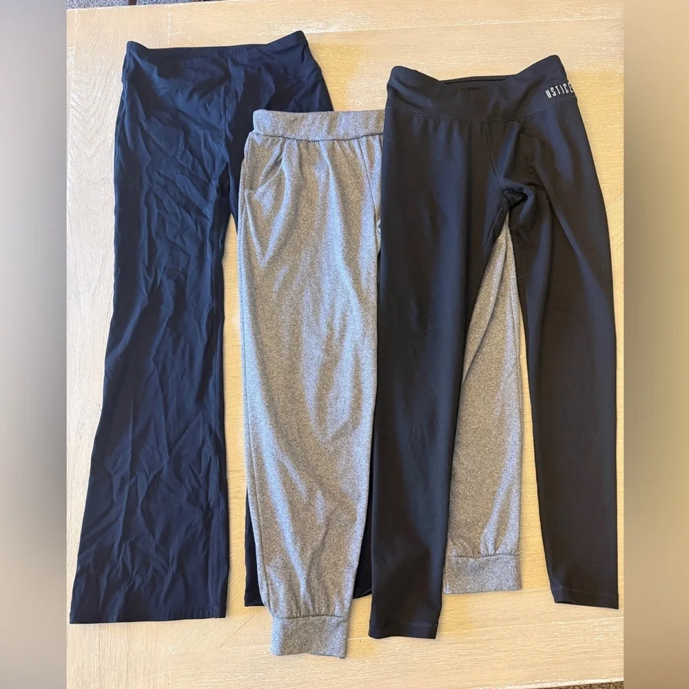 Girls Performance Leggings and Jogger Set - Black & Gray 3 Pairs
